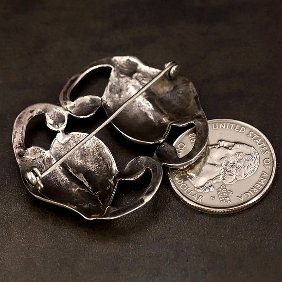 Vintage Designer 925 Sterling Heart Leaf Spiral Brooch Pin - Picture 2 of 4